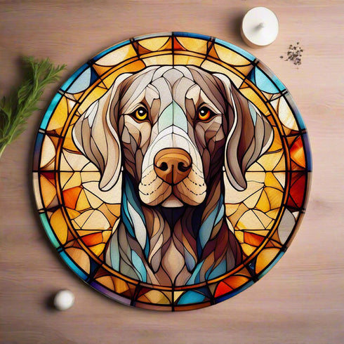Weimaraner Glass Suncatcher Worktop Saver